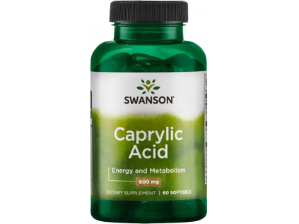 Swanson Caprylic Acid, Kyselina kaprylová, 600 mg, 60 softgel kapsúl