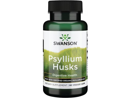 Swanson Psyllium Husk Certified Organic, 625 mg, 60 rastlinných kapsúl