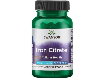 Swanson Iron Citrate, Železo citrát, 25 mg, 60 rastlinných kapsúl