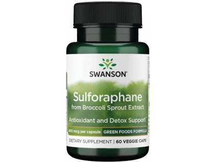 Swanson Sulforaphane Broccoli extract (Sulforafán z brokolicového extraktu), 400 mcg, 60 rastlinných kapsúl