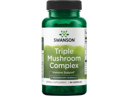 Swanson Triple Mushroom Complex, Komplex troch extraktov z húb, 60 kapsúl