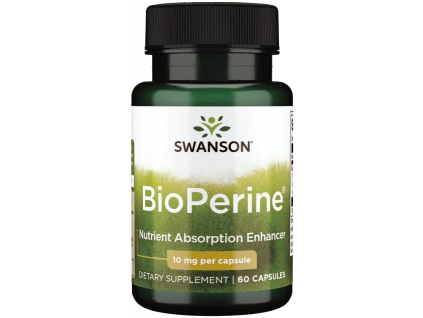 Swanson Bioperine, Extrakt z čierneho korenia, 10 mg, 60 kapsúl