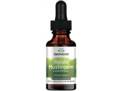 Swanson Reishi Mushroom Tekutý Extrakt (Huba Reishi), 29,6 ml, Bez alkoholu a cukru