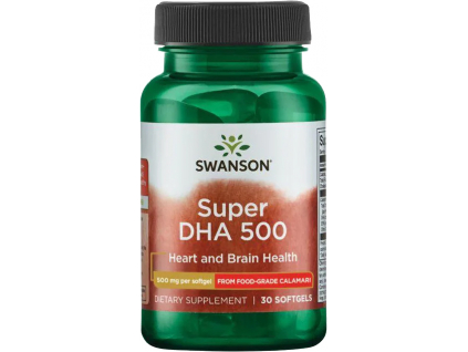 Swanson Super DHA 500 z kalamárov, 500 mg, 30 softgel kapsúl