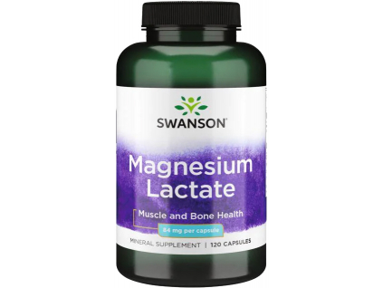 Swanson Magnesium Lactate (Laktát horečnatý), elem. horčík 84 mg, 120 kapsúl