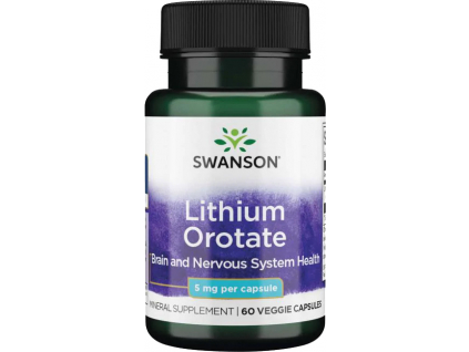 Swanson Lithium Orotate, 5 mg, 60 rastlinných kapsúl