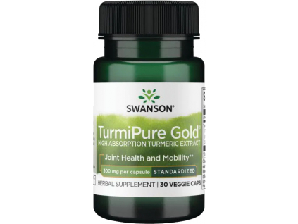 Swanson TurmiPure Gold Turmeric Extract (Kurkuma), 300 mg, 30 rastlinných kapsúl