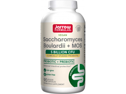 Jarrow Saccharomyces Boulardii + MOS, probiotiká, 5 miliárd CFU, 90 rastlinných kapsúl pomalým uvoľňovaním