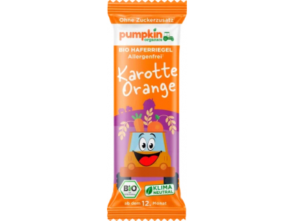 Pumpkin Organics BIO Ovsená tyčinka 20 g – Mrkva, škorica a pomaranč (12. mesiac)