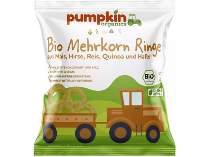 Pumpkin Organics BIO Fúkané chrumky 20 g - Viaczrnné krúžky (8. mesiac)