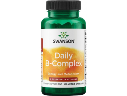 Swanson Daily B-Complex, Denný B-komplex, 100 rastlinných kapsúl