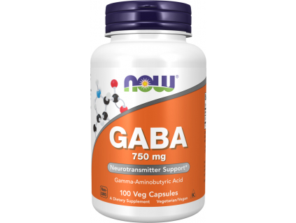 NOW FOODS GABA (Kyselina Gama-aminomaslová), 750 mg, 100 rastlinných kapsúl