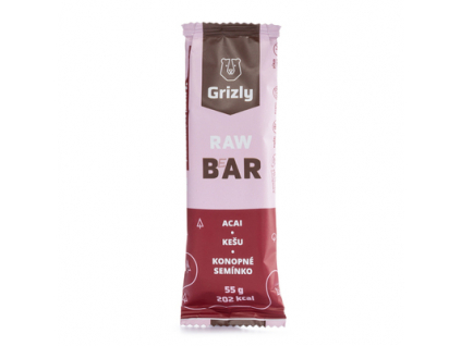 GRIZLY RAW Bar acai, kešu a konopné semienko, 55 g