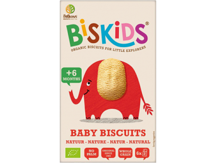 Biskids BIO Detské celozrnné sušienky Natural, bez pridaného cukru, 6M+, 120 g