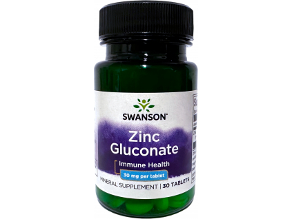 Swanson Zinc Gluconate, Zinok, 30 mg, 30 tabliet
