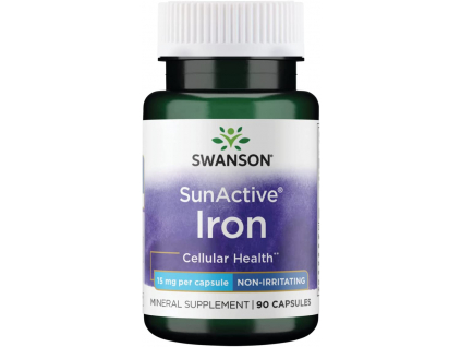 Swanson Iron SunActive, Železo, Nedráždivé, 15 mg, 90 kapsúl