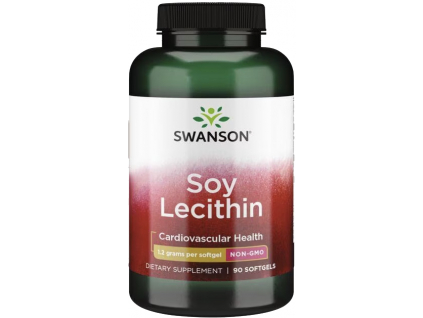 Swanson Soy Lecithin Non-GMO, Sójový lecitín, 1200 mg, 90 softgel kapsúl