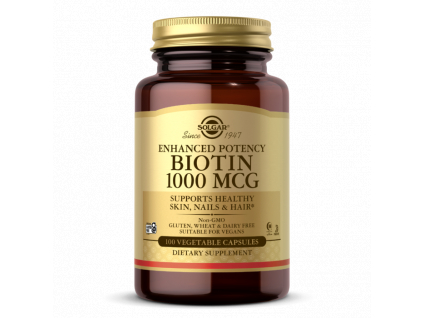 Solgar Biotin, 1000 mcg, 100 rastlinných kapsúl