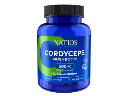 NATIOS Cordyceps Extract, 500 mg, 40% polysaccharides, 90 vegánskych kapsúl