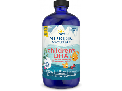 Nordic Naturals Children's DHA, Omega 3 pre deti, Príchuť jahody, 473 ml