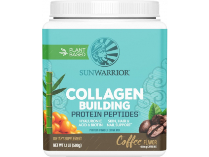 Sunwarrior Collagen Building Protein Peptides, Vegan, Káva s kofeínom, 500 g