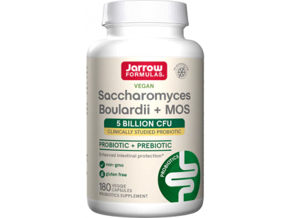Jarrow Saccharomyces Boulardii + MOS, Probiotiká, 5 miliárd CFU, 180 rastlinných kapsúl s pomalým uvoľňovaním