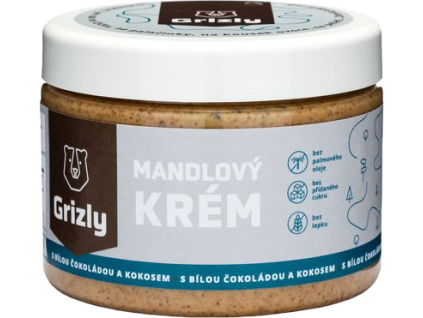 GRIZLY Mandľový krém s bielou čokoládou a kokosom, 500 g 1