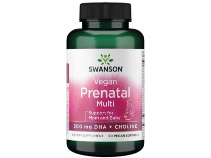 SWANSON Vegan Prenatal Multi, DHA + Choline, 90 vegánskych softgel kapsúl
