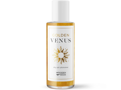 Wooden Spoon Trblietavý suchý olej Goled Venus, Častice zlata+ arganový, kokosový a kakaový olej, 100 ml