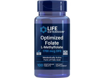 Life Extension Optimized Folate, Metylfolát, 1700 mcg, 100 rastlinných tabliet