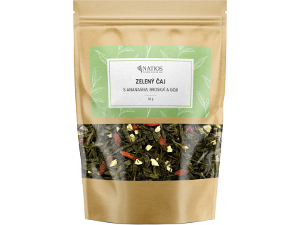 NATIOS Zelený listový čaj s ananásom, broskýň a goji, 50 g