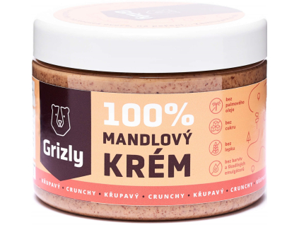GRIZLY Mandľový krém chrumkavý 100%, 500 g
