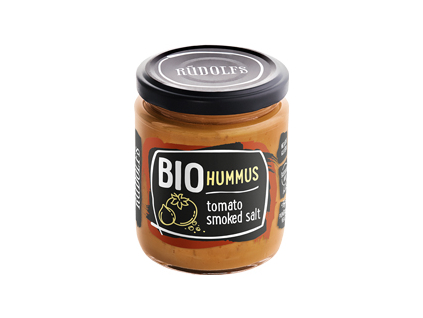 Rudolfs BIO Hummus nátierka cícerová s paradajkami a údenou soľou, 230 g