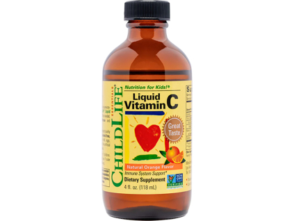 Child Life Liquid Vitamin C, Prírodný pomaranč, 118 ml