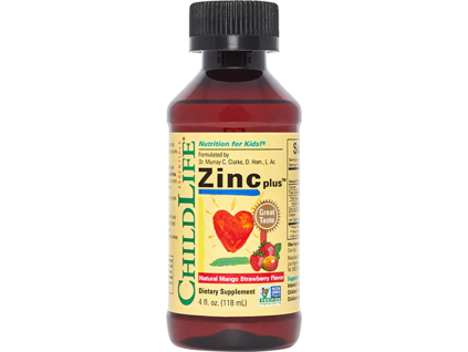 Child Life Liquid Zinc Plus, Prírodné mango a jahoda, 118 ml