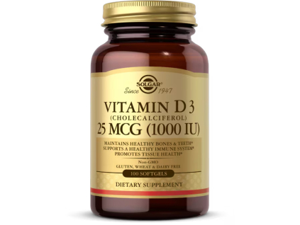 Solgar Vitamín D3, 1000 IU, 100 softgel kapsúl
