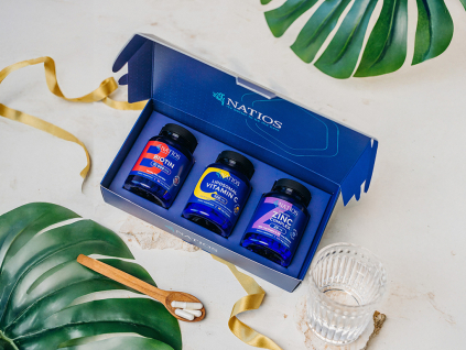 NATIOS Darčekový balíček pre krásne vlasy, nechty a pleť  Biotín, Zinok, Vitamín C