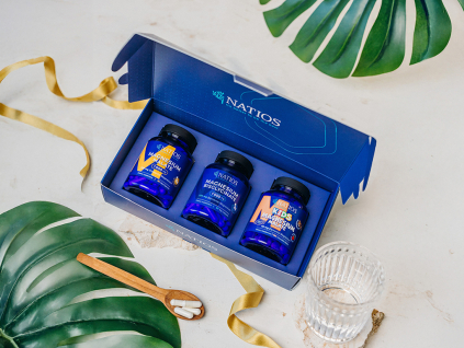 NATIOS Darčekový balíček Horčíky pre celú rodinu  Horčík Malát, Horčík Bisglycinát, Kids Horčík Malát