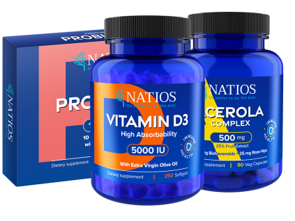 NATIOS Výhodný balíček Silná imunita a trávenie  Probiotiká, Acerola, Vitamín D3