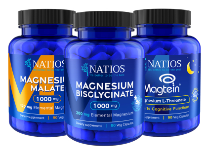 NATIOS Výhodný balíček Kompletná dávka horčíka  Horčík Malát, Bisglycinát, Magtein