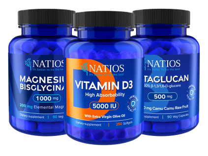 NATIOS x @lekarna_v_kapse Výhodný balíček  Vitamín D3, Betaglukán, Horčík Bisglycinát