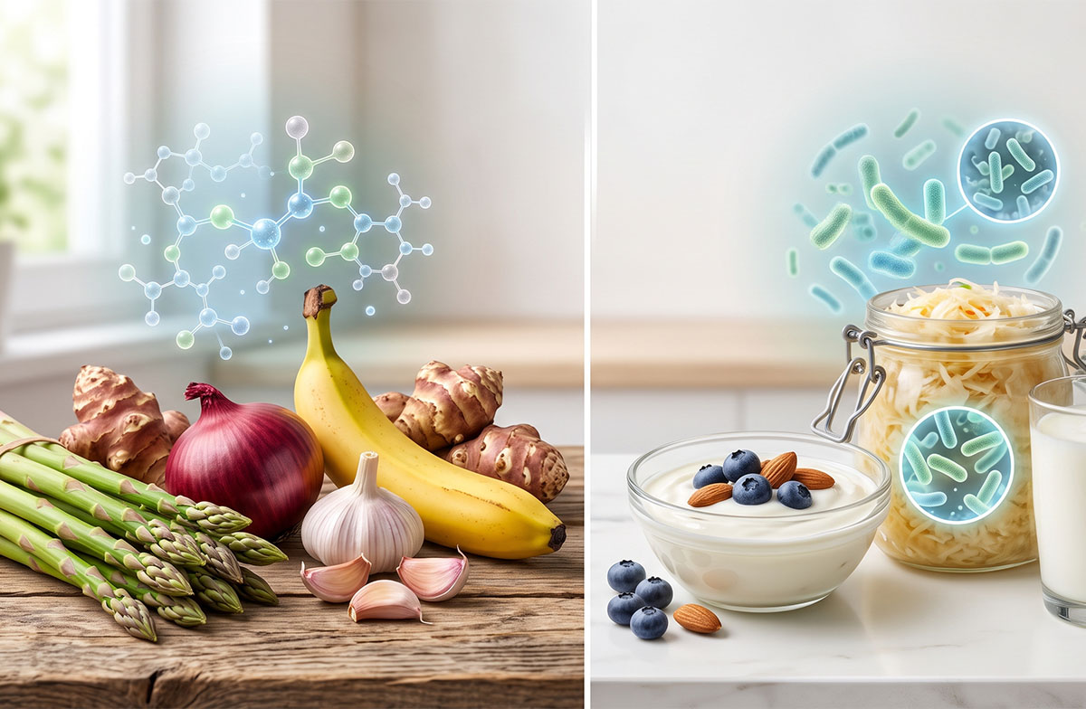 Rozdíl mezi prebiotiky, probiotiky a synbiotiky