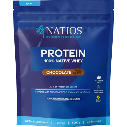 NATIOS Native Whey Protein, Čokoláda, 1000 g