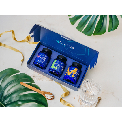 NATIOS Dárkový balíček pro soustředění a jasnou mysl  Mind Focus, Lion's Mane, Magnesium Malate
