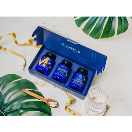 NATIOS Dárkový balíček Kompletní dávka hořčíku  Hořčík Malát, Bisglycinát, Magtein