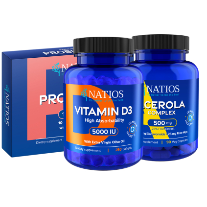 NATIOS Výhodné balení Silná imunita a zažívání  Probiotika, Acerola, Vitamín D3