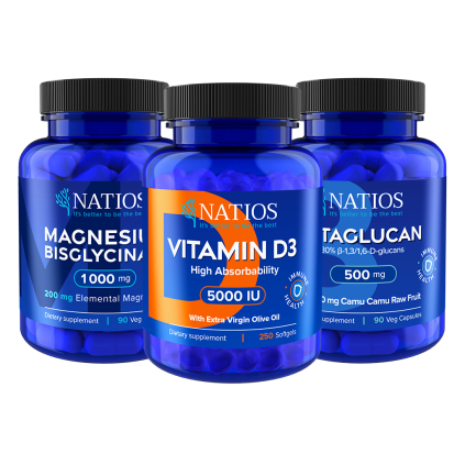 NATIOS x @lekarna_v_kapse Výhodné balení  Vitamín D3, Betaglucan, Hořčík Bisglycinát