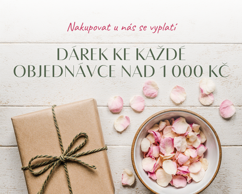 Dárek ke každé objednávce nad 1000 Kč – přírodní kosmetika a bylinky NATUBEA. Nakupujte s výhodou a získejte malý dárek plný péče