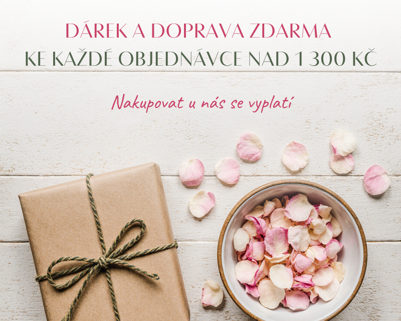Dárek a doprava zdarma ke každé objednávce nad 1300 Kč – přírodní kosmetika a bylinky NATUBEA. Nakupujte s výhodou a získejte malý dárek plný péče