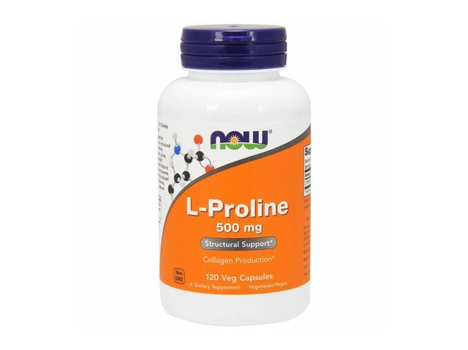 Now Foods L Proline 500 mg 120 veg kapsli front